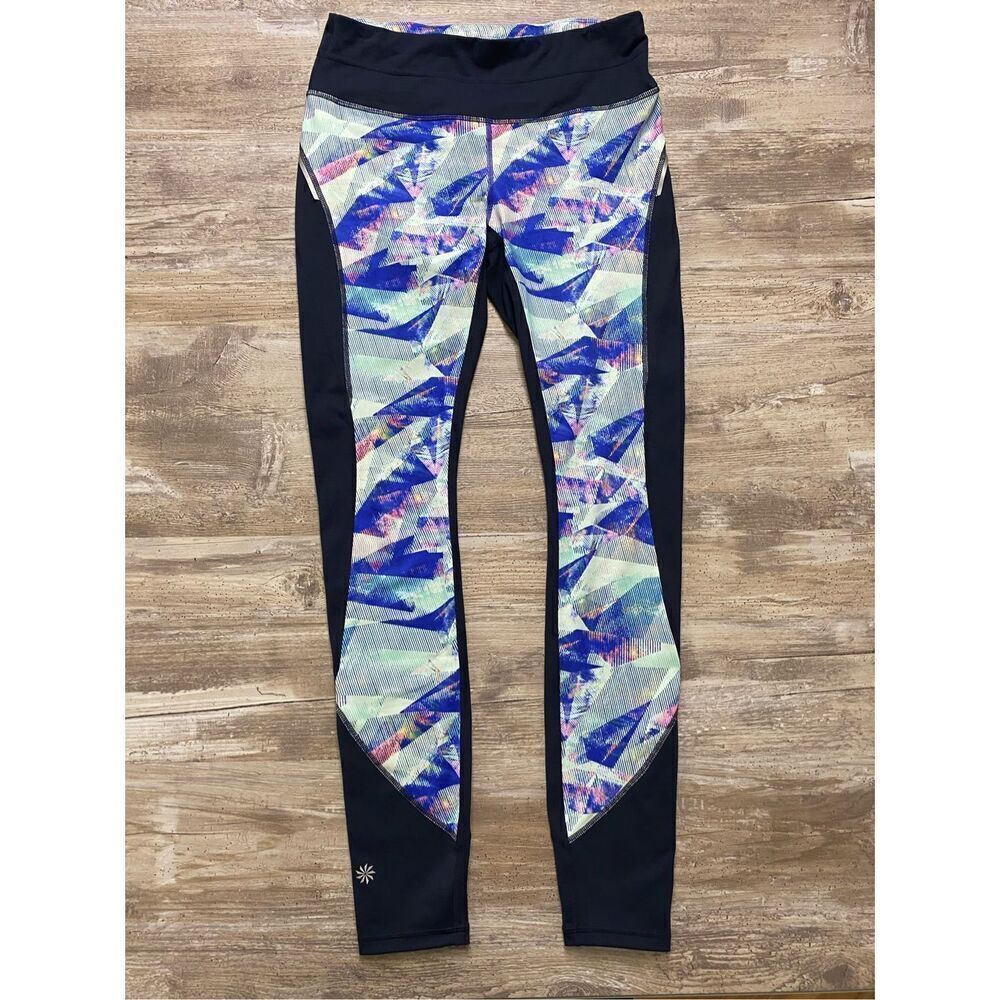 ATHLETA LUMINOUS YOGA LEGGING BLUE FULL LENGTH  Sz S